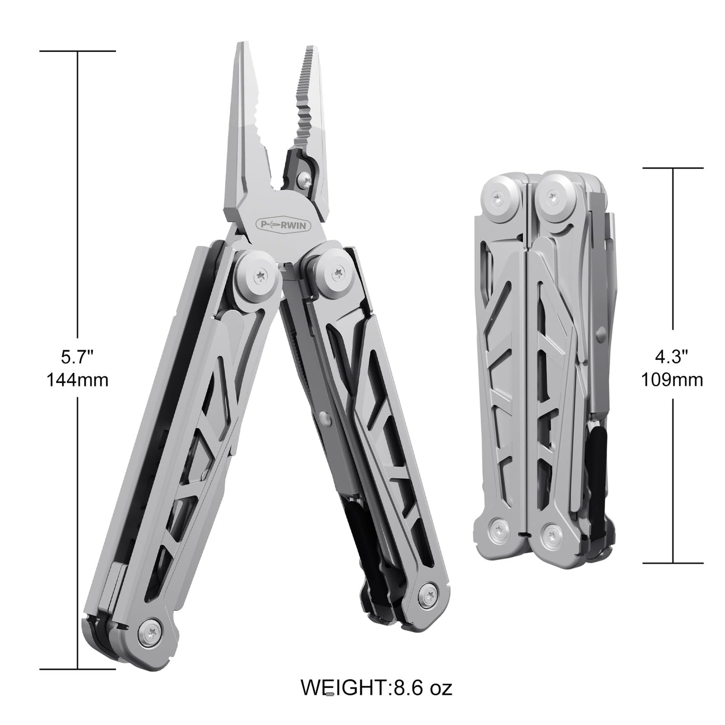 Multitool, 17-in-1 Stainless Steel Multi Tool Pliers with Self-Locking, Pocket Knife, Nylon Sheath, Professional (EDC) Multi-Tool for Survival, Camping and Hunting, Hiking, Simple Repair