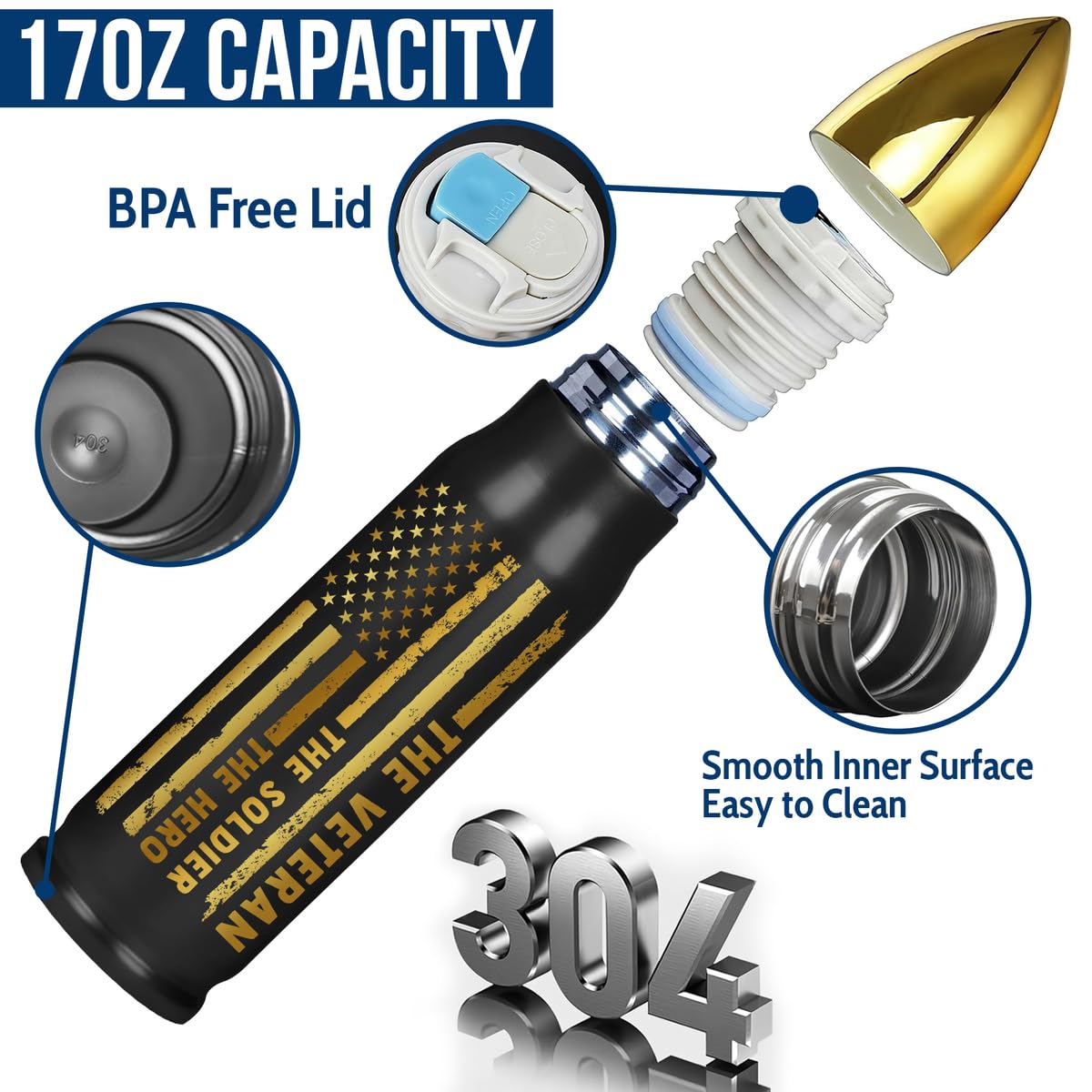 Veteran Gifts – Veteran Tumbler, Tumbler for Veterans, Army, Navy, Air Force, Marine Corps – Fathers Day, Birthday, Veterans Day Gift for Men, Him