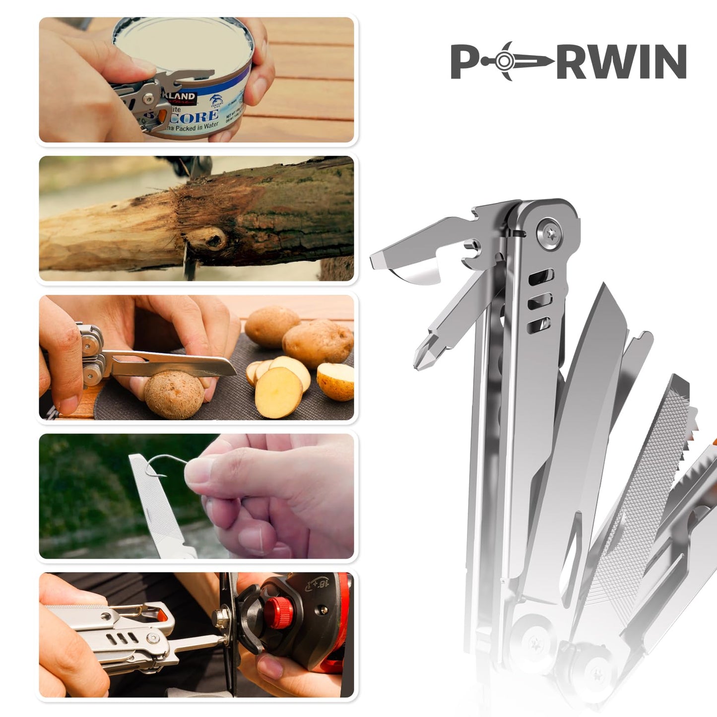 Multitool, 17-in-1 Stainless Steel Multi Tool Pliers with Self-Locking, Pocket Knife, Nylon Sheath, Professional (EDC) Multi-Tool for Survival, Camping and Hunting, Hiking, Simple Repair