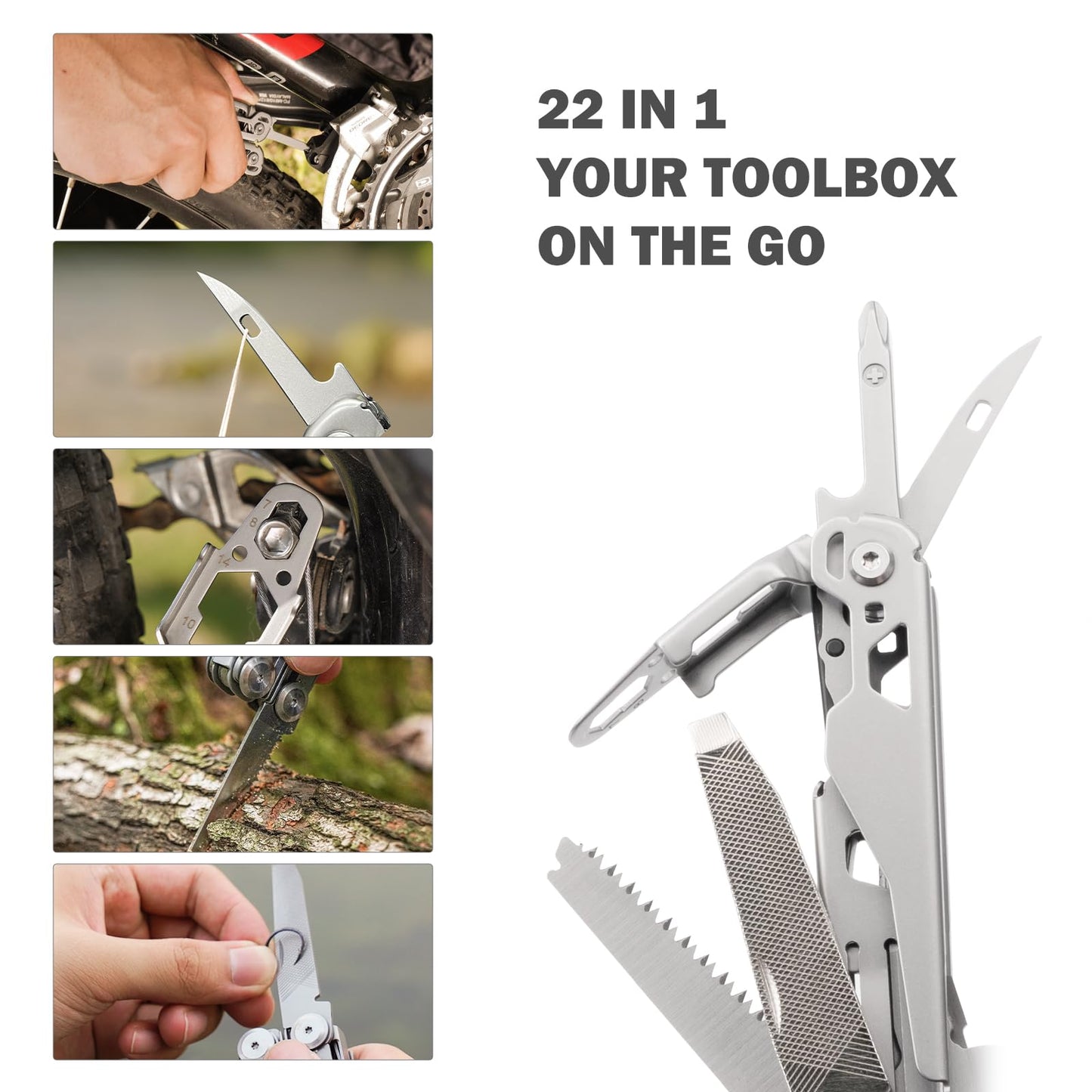 Multitool, 17-in-1 Stainless Steel Multi Tool Pliers with Self-Locking, Pocket Knife, Nylon Sheath, Professional (EDC) Multi-Tool for Survival, Camping and Hunting, Hiking, Simple Repair