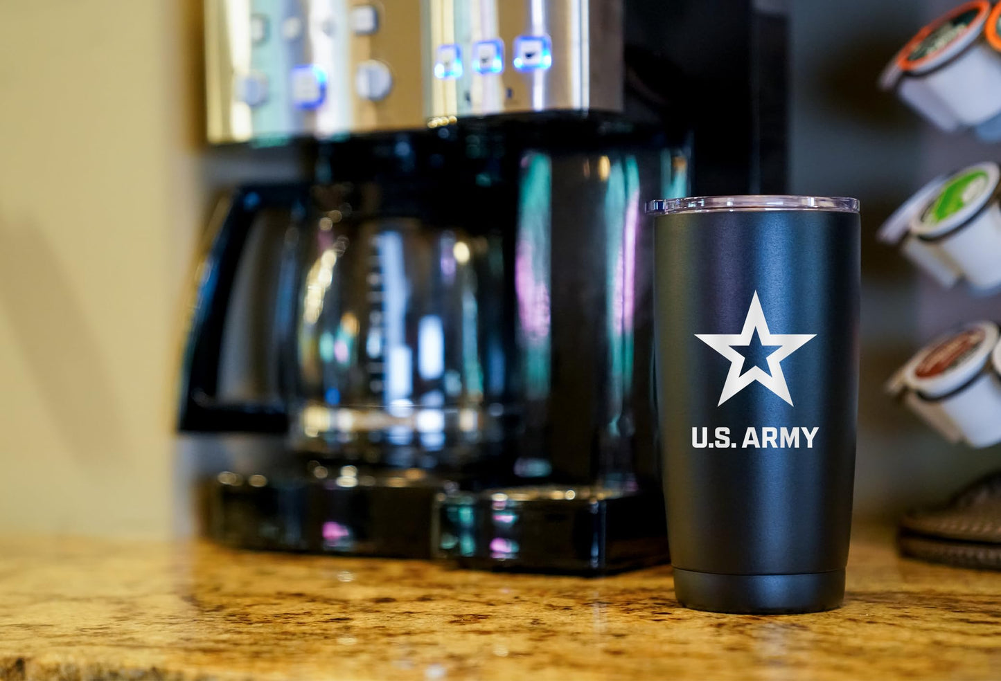 Military Gift Shop 20oz Army Green Tumbler – Double Wall Vacuum Insulated Stainless Steel US Army Green Tumbler– Army Gifts