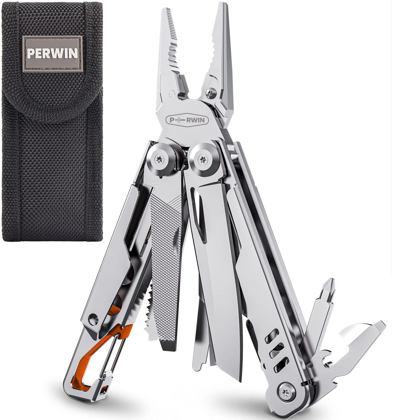 Multitool, 17-in-1 Stainless Steel Multi Tool Pliers with Self-Locking, Pocket Knife, Nylon Sheath, Professional (EDC) Multi-Tool for Survival, Camping and Hunting, Hiking, Simple Repair