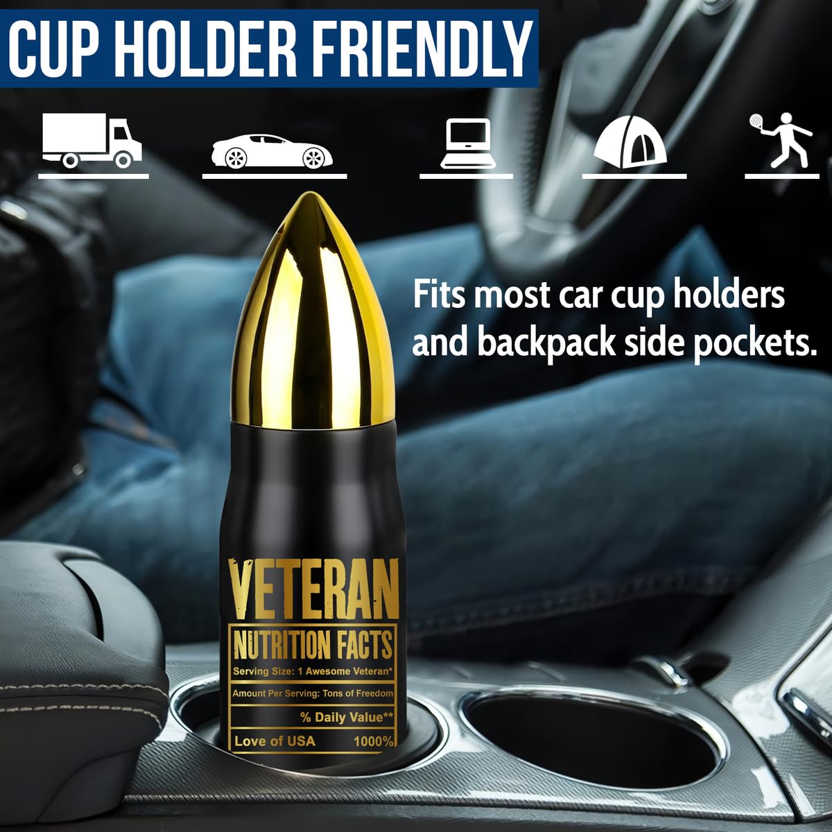 Veteran Gifts – Veteran Tumbler, Tumbler for Veterans, Army, Navy, Air Force, Marine Corps – Fathers Day, Birthday, Veterans Day Gift for Men, Him