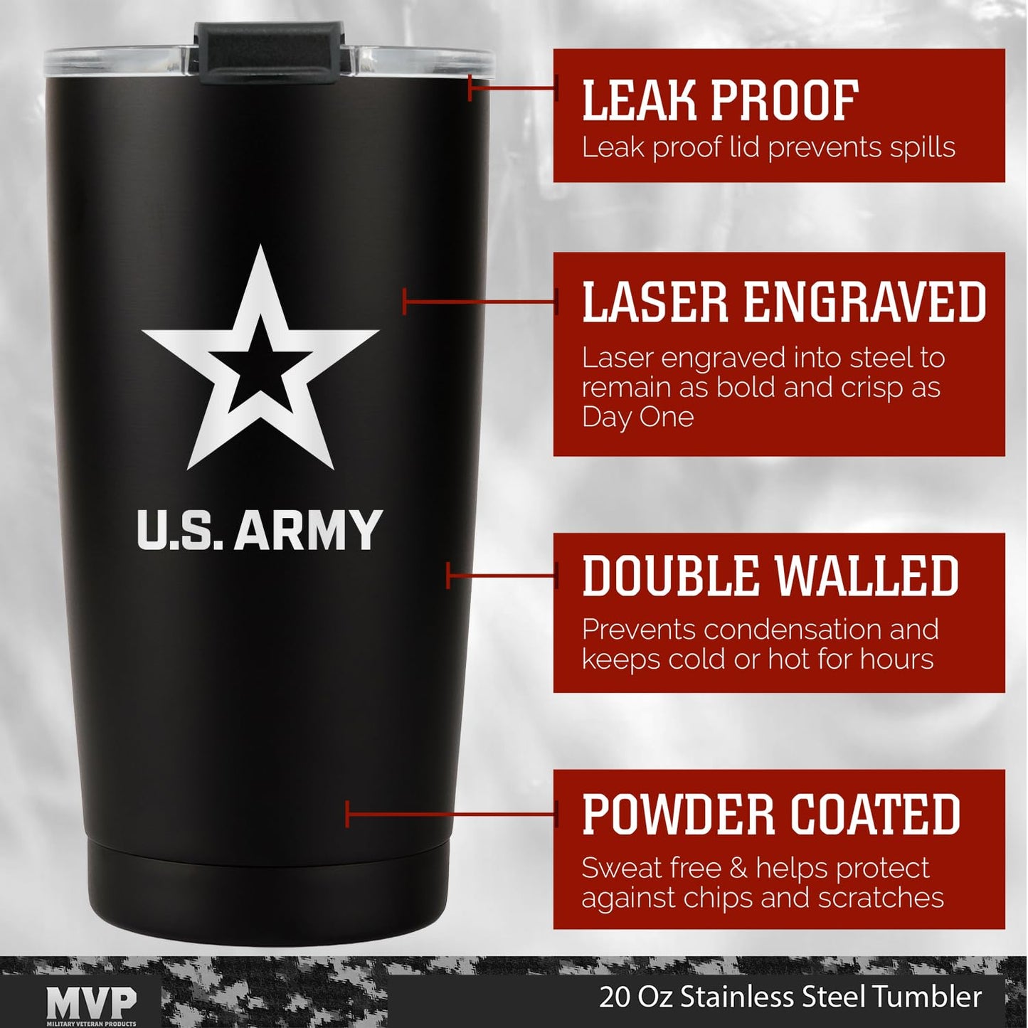 Military Gift Shop 20oz Army Green Tumbler – Double Wall Vacuum Insulated Stainless Steel US Army Green Tumbler– Army Gifts