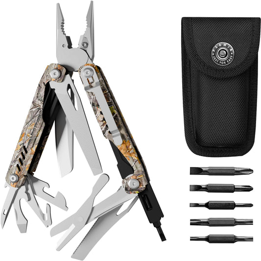 Multitool, 17-in-1 Stainless Steel Multi Tool Pliers with Self-Locking, Pocket Knife, Nylon Sheath, Professional (EDC) Multi-Tool for Survival, Camping and Hunting, Hiking, Simple Repair