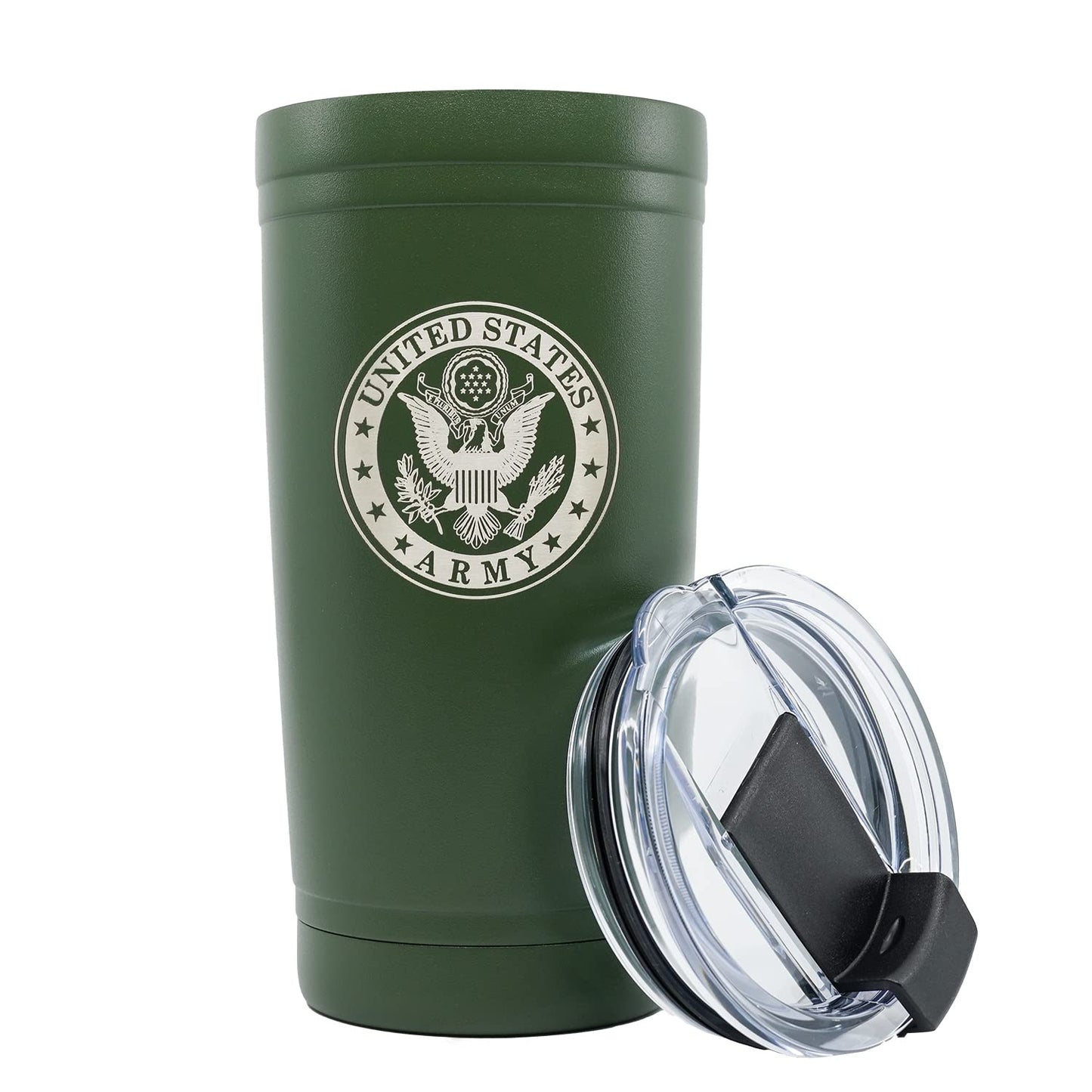 Military Gift Shop 20oz Army Green Tumbler – Double Wall Vacuum Insulated Stainless Steel US Army Green Tumbler– Army Gifts