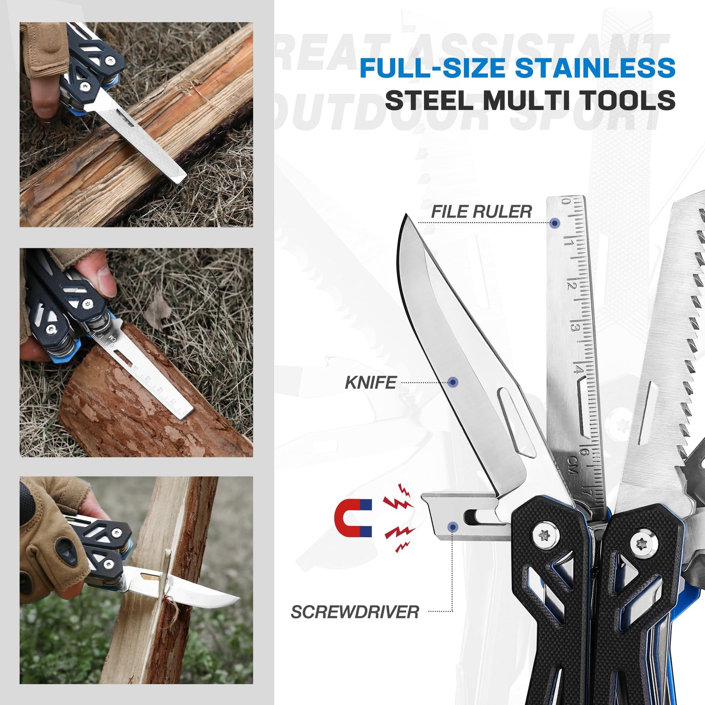 MOSSY OAK Multitool, 20-in-1 Stainless Steel Multi Tool Pliers, Self-locking Pliers with Sheath-Perfect for Outdoor, Survival, Camping, Hiking