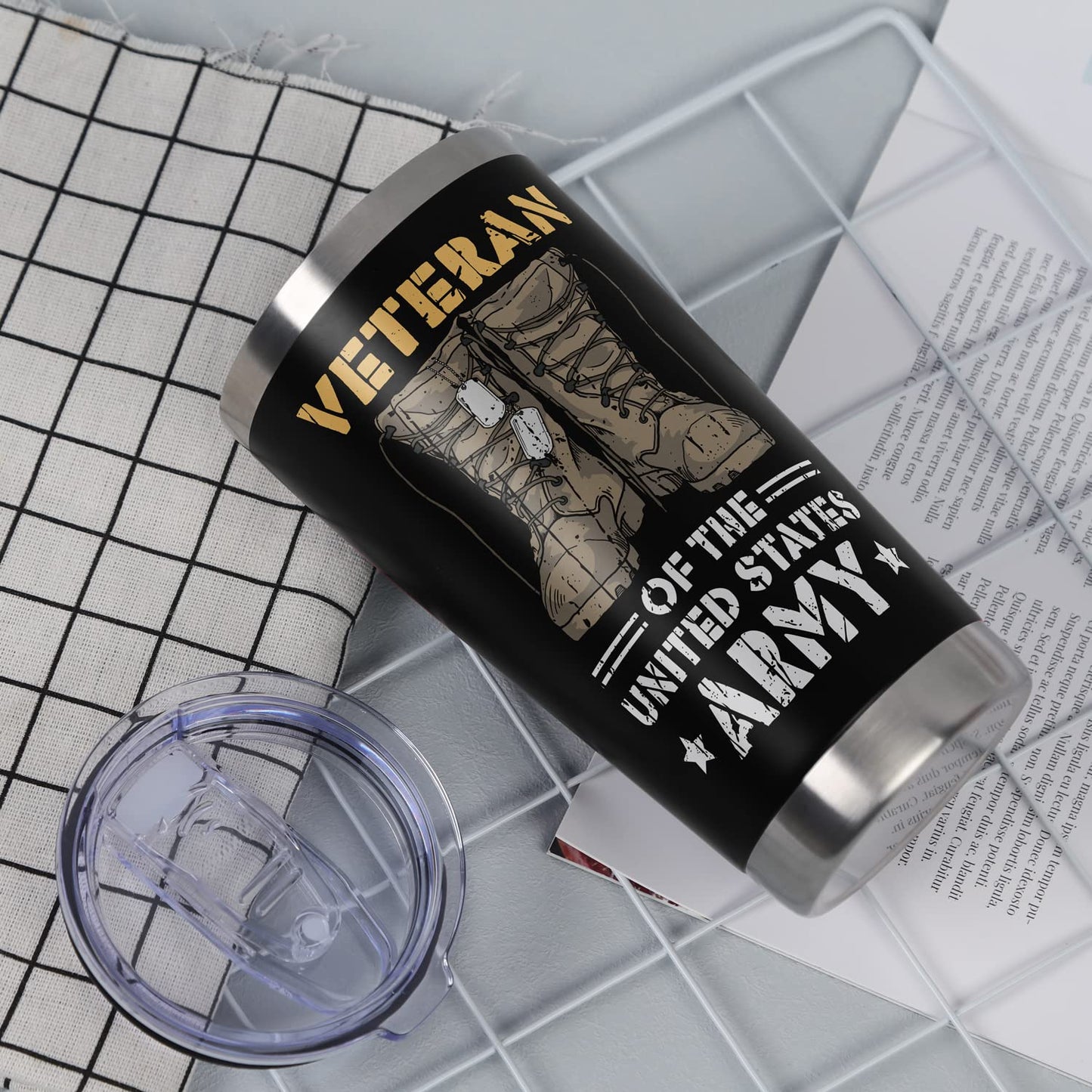 Cosictic Veteran's Day Gift For Veteran, Military Veteran 20 Oz Travel Tumbler, Birthday Christmas Gift For Us Army Veteran Men Grandpa Papa