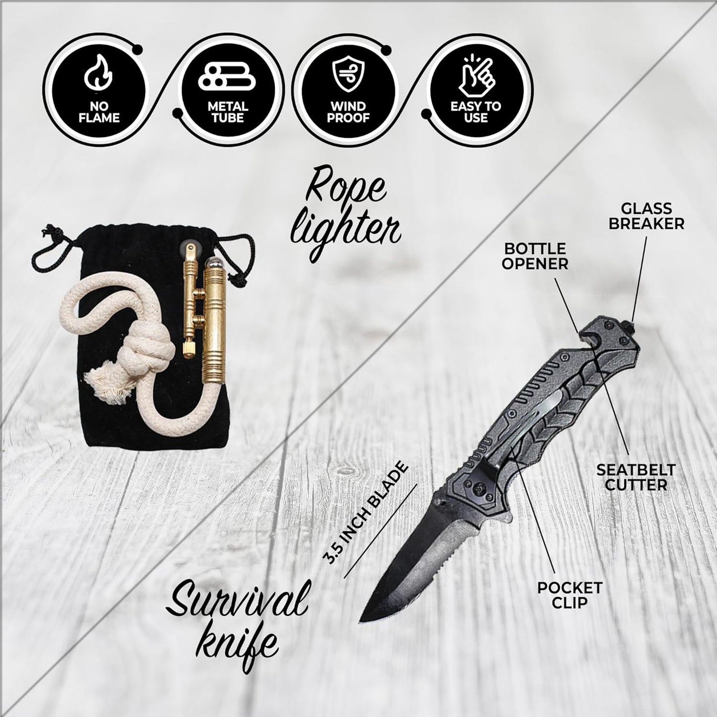 Ultimate Flint Fire Starter Kit with Pouch — Weatherproof Emergency Survival Kit Incl Camping Fire Saw, Magnesium Fire Starter, Fat Rope, Char Cloth, Rope Lighter, & Sticks for Outdoors