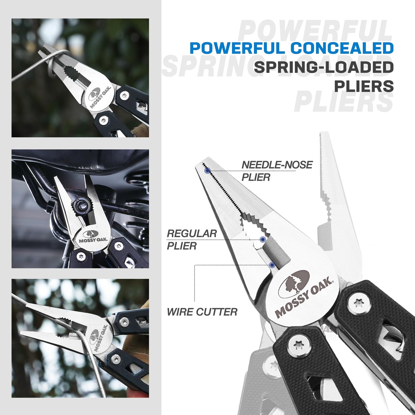 MOSSY OAK Multitool, 20-in-1 Stainless Steel Multi Tool Pliers, Self-locking Pliers with Sheath-Perfect for Outdoor, Survival, Camping, Hiking