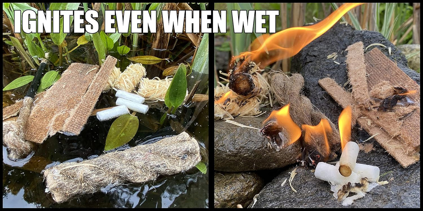 WEYLAND Fire Starting Kit - Ferro Rod & Magnesium Fire Starter, Flint & Steel Survival Tool for Camping, Bushcraft, Emergency Preparedness, Fatwood Fire Starter Sticks & Tinder for Outdoor Adventure