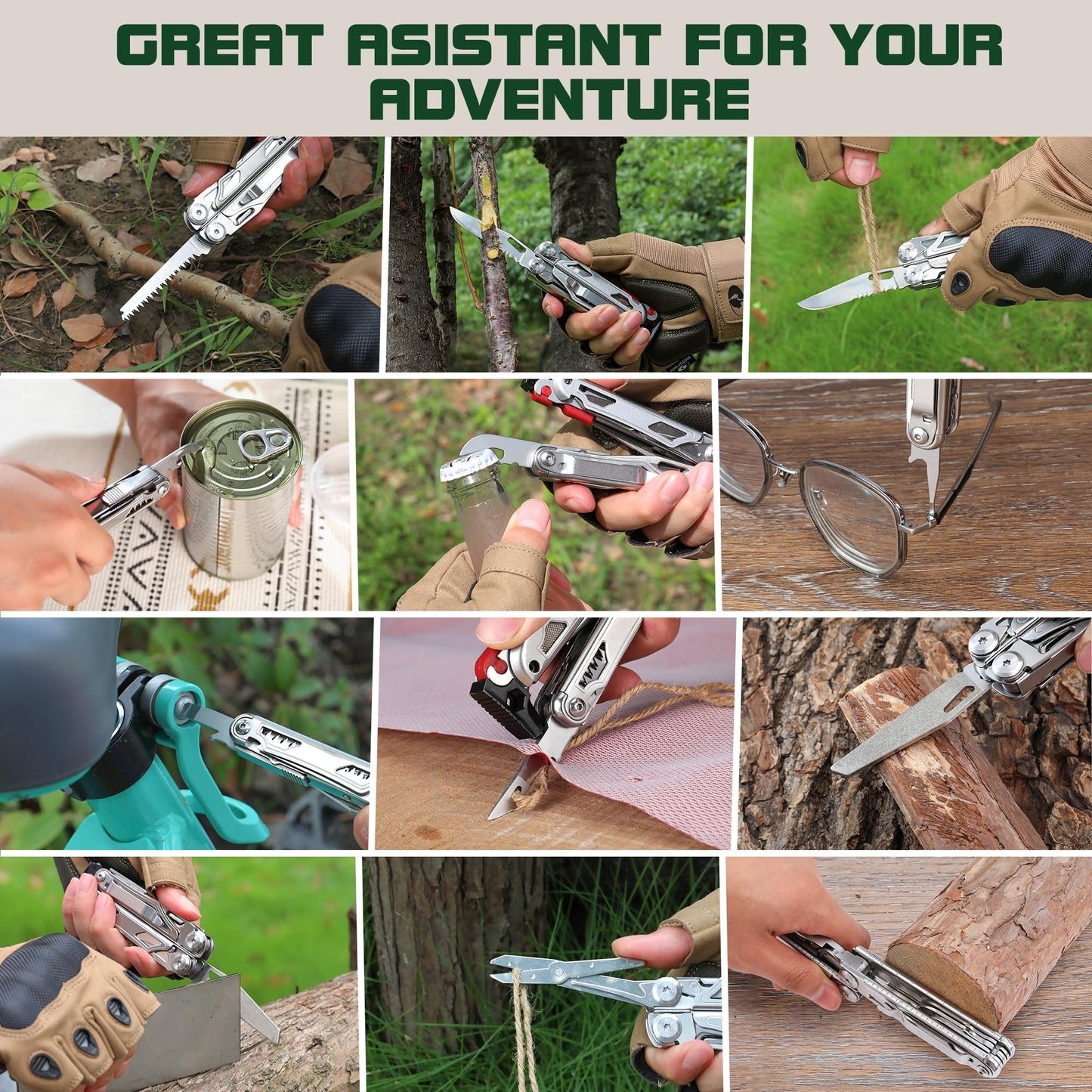 MOSSY OAK Multitool, 20-in-1 Stainless Steel Multi Tool Pliers, Self-locking Pliers with Sheath-Perfect for Outdoor, Survival, Camping, Hiking