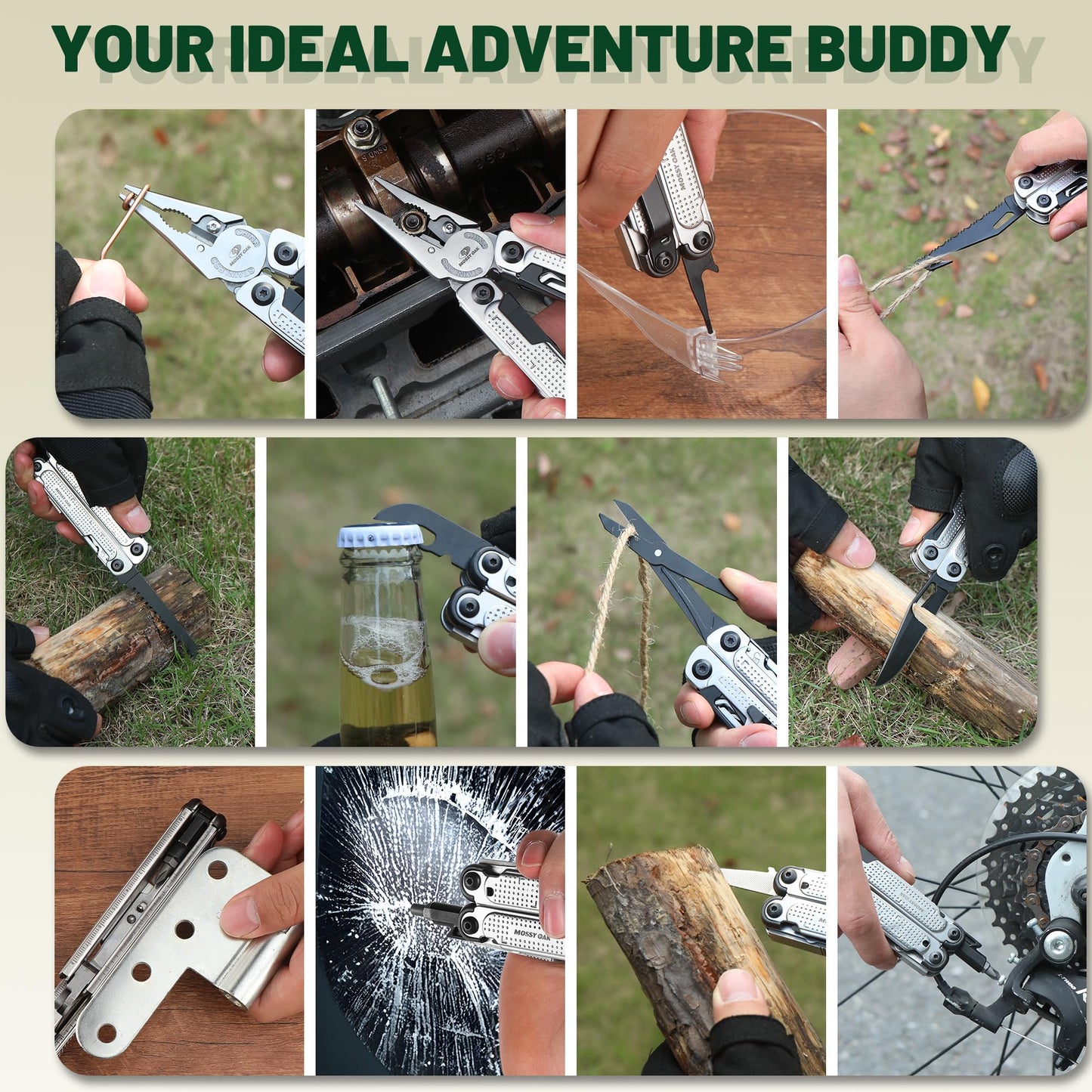 MOSSY OAK Multitool, 20-in-1 Stainless Steel Multi Tool Pliers, Self-locking Pliers with Sheath-Perfect for Outdoor, Survival, Camping, Hiking