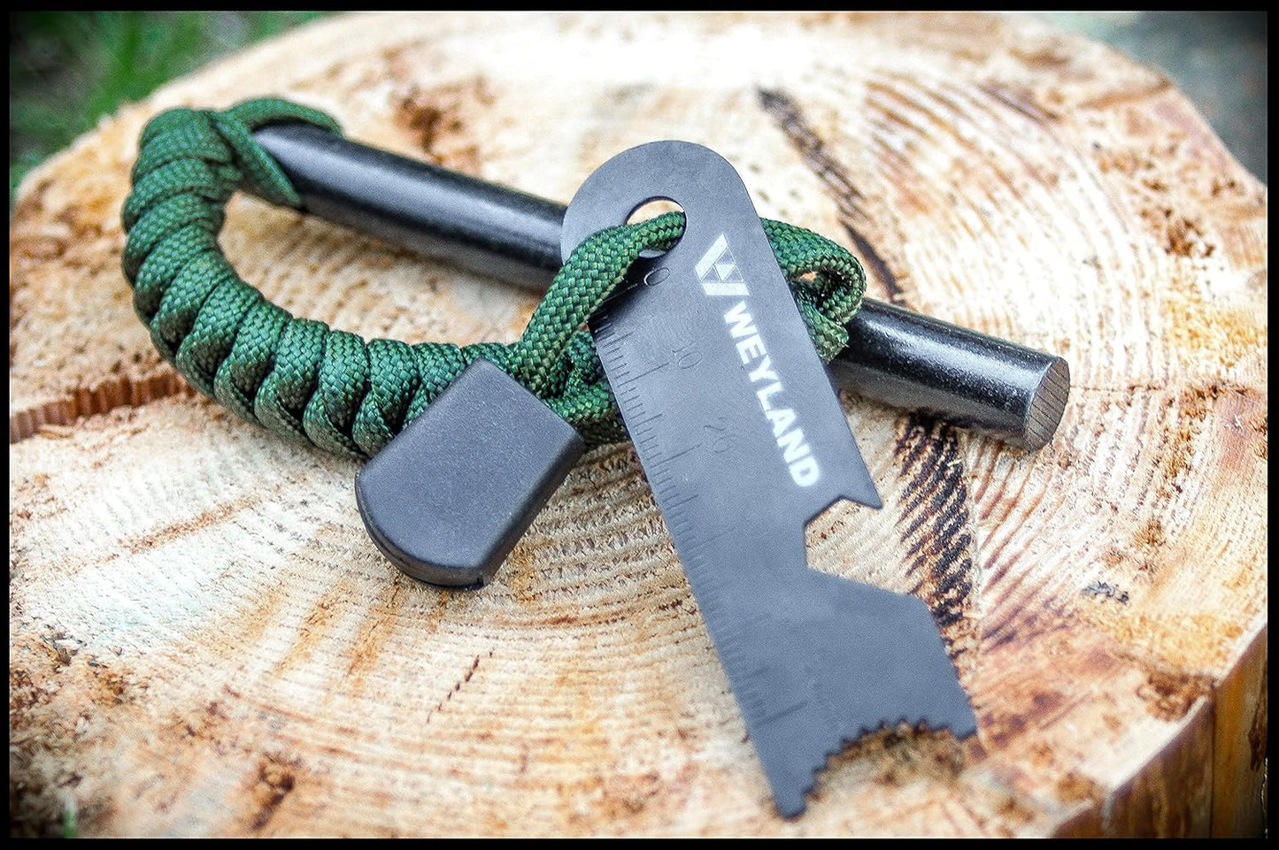 WEYLAND Fire Starting Kit - Ferro Rod & Magnesium Fire Starter, Flint & Steel Survival Tool for Camping, Bushcraft, Emergency Preparedness, Fatwood Fire Starter Sticks & Tinder for Outdoor Adventure